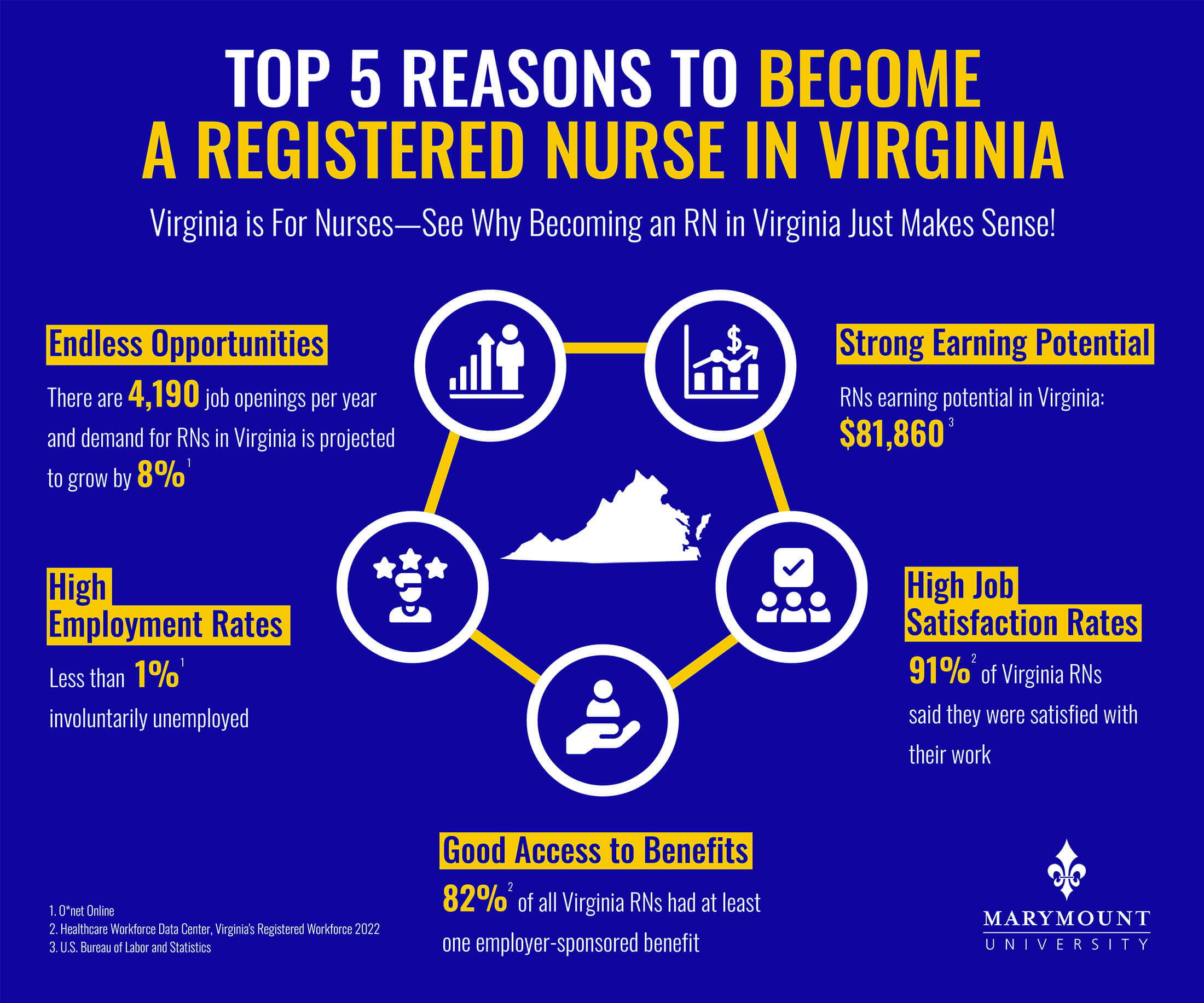 Top 5 Reasons to Become a Registered Nurse in Virginia Infographic